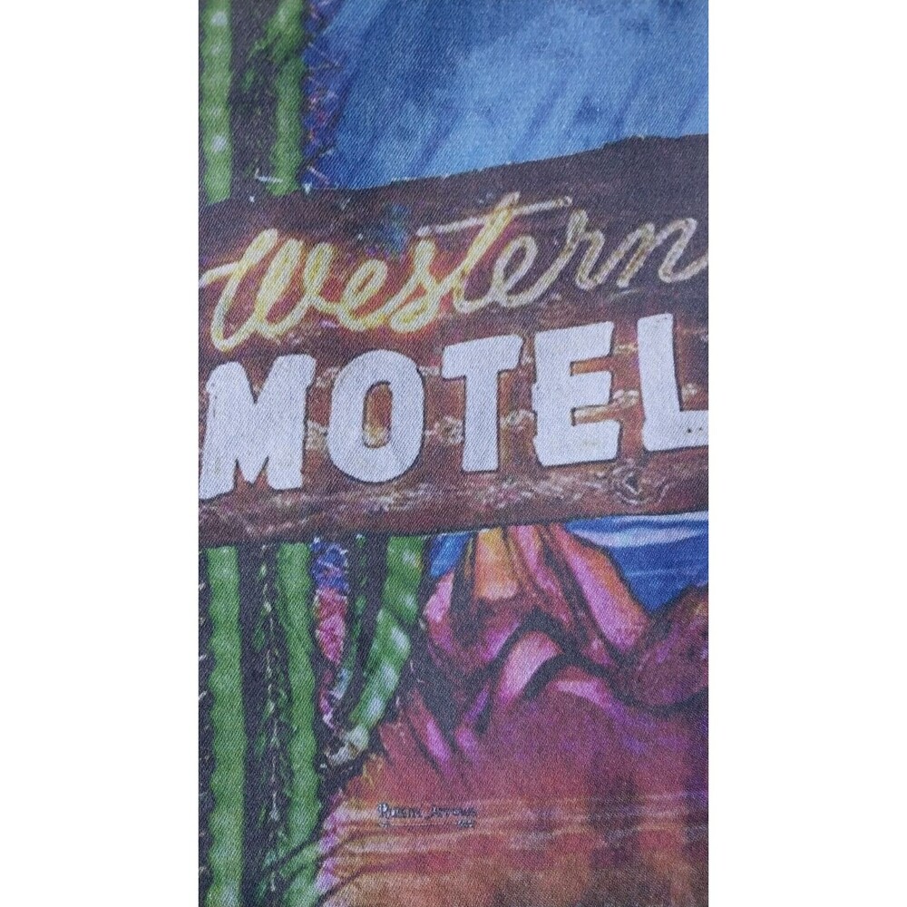 Vintage Acid Wash Denim Western Cowboy Shirt Cactus Hotel Long Sleeve Med Mens - Picture 3 of 9